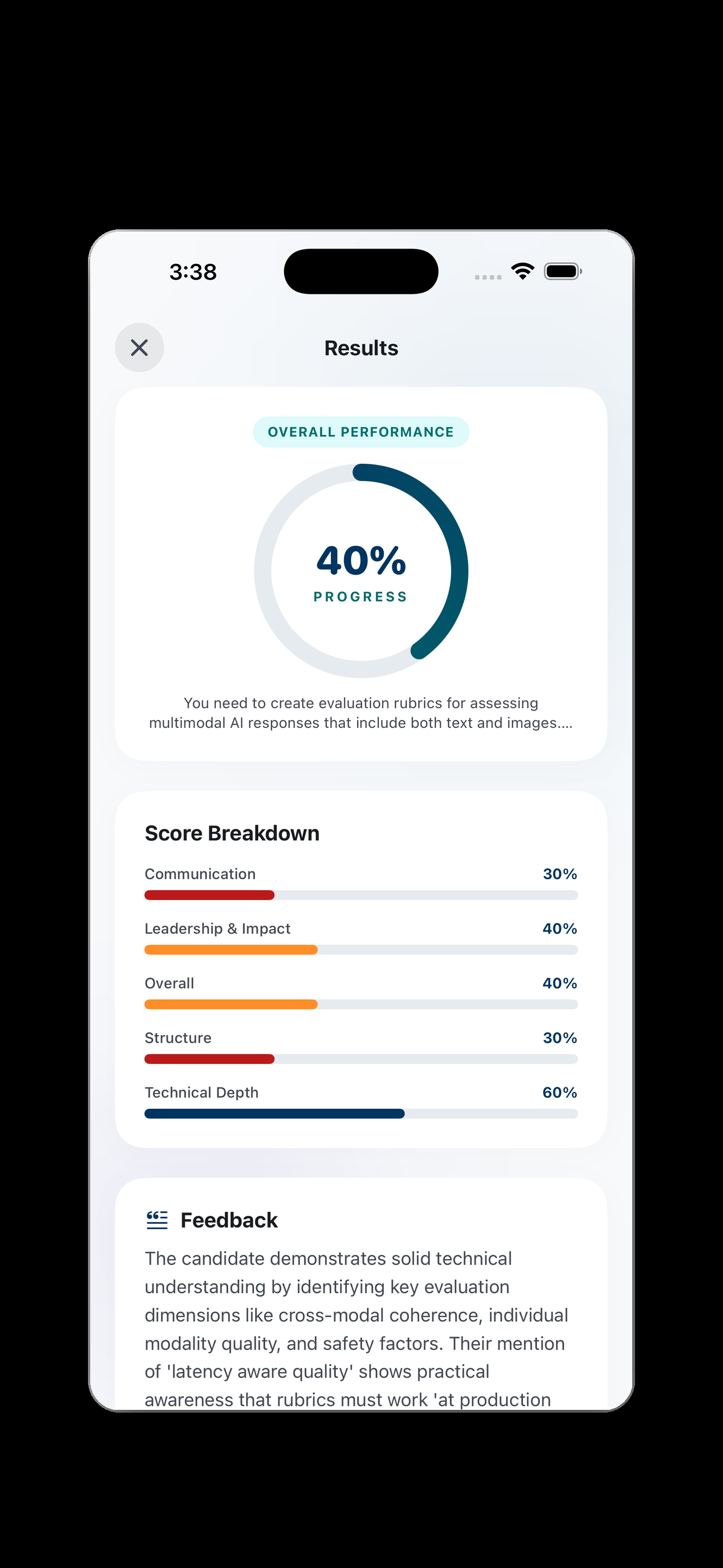 Detailed scoring and feedback