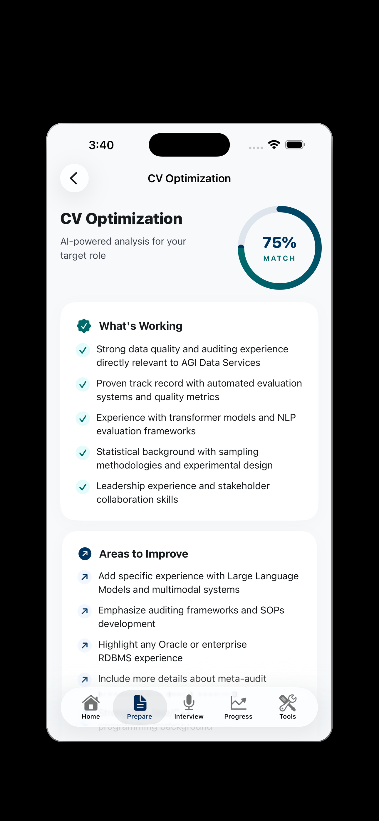 CV gap analysis